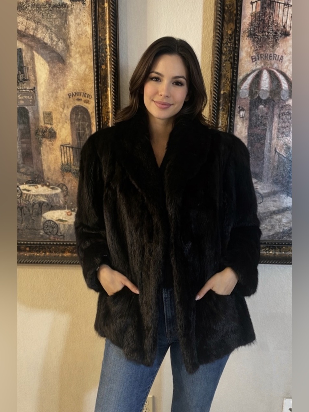 Stunning Black Orchid Mink jacket Exclusively by Himmel. Size 12. Length 30”